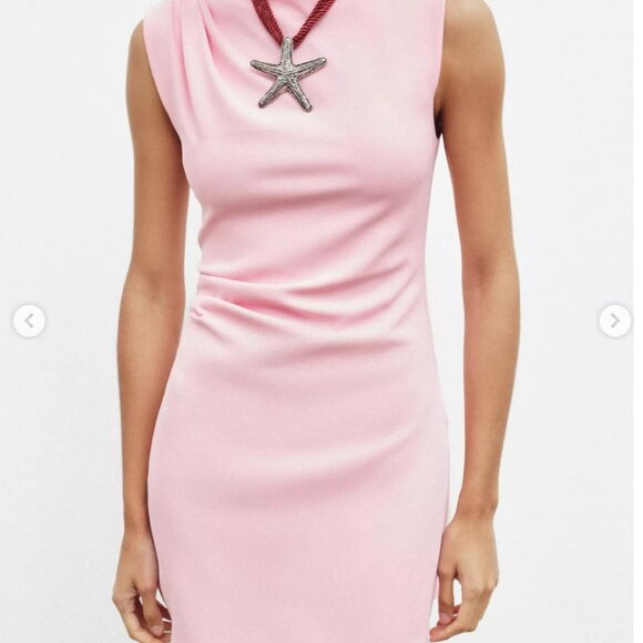 Zara Crepe Mini Dress Pink Sleeveless Dress Size Medium Ref # 3128/324/620 - Picture 5 of 9